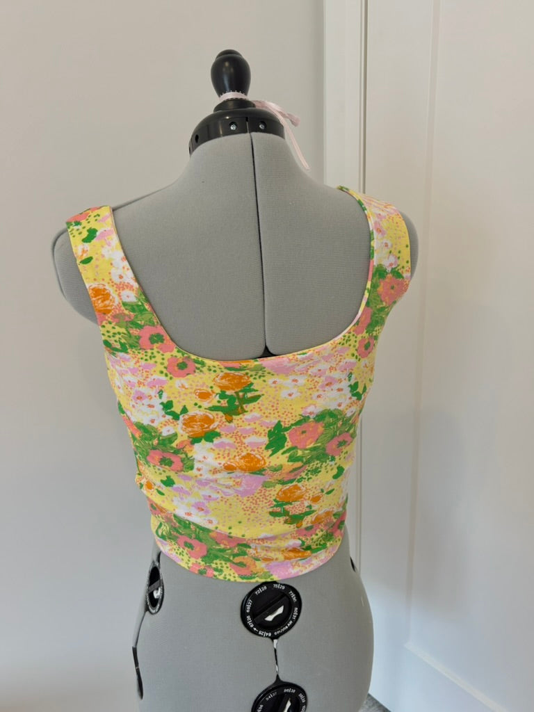 Floral Ruche Bow Top
