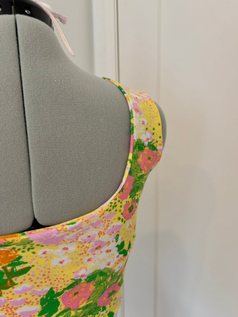 Floral Ruche Bow Top
