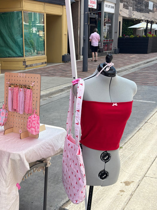 Red and Pink Bow Tube Top