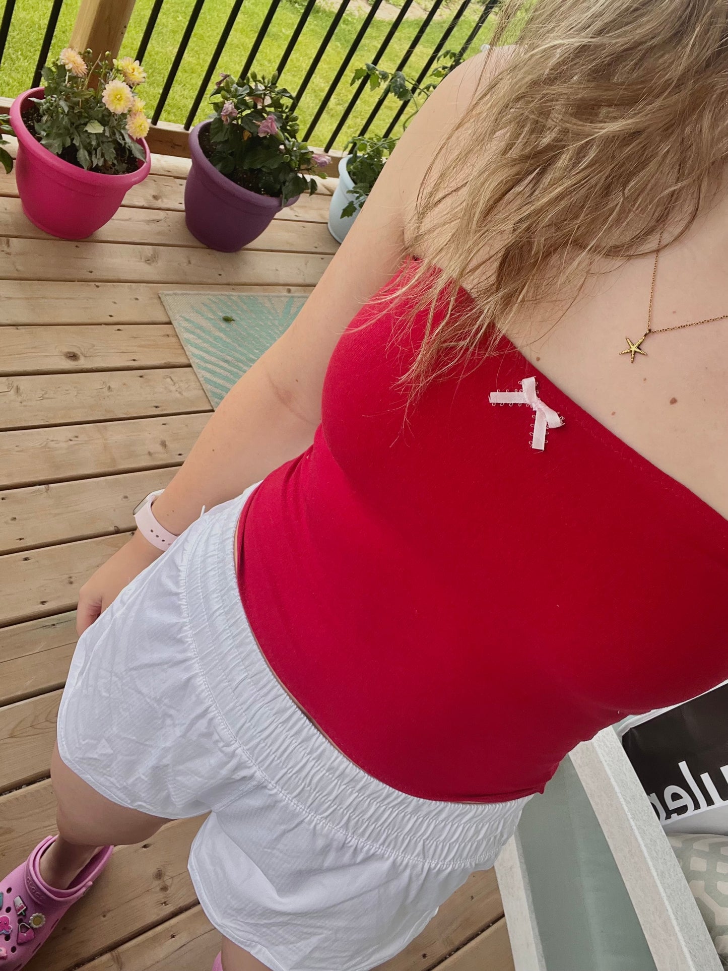 Red and Pink Bow Tube Top