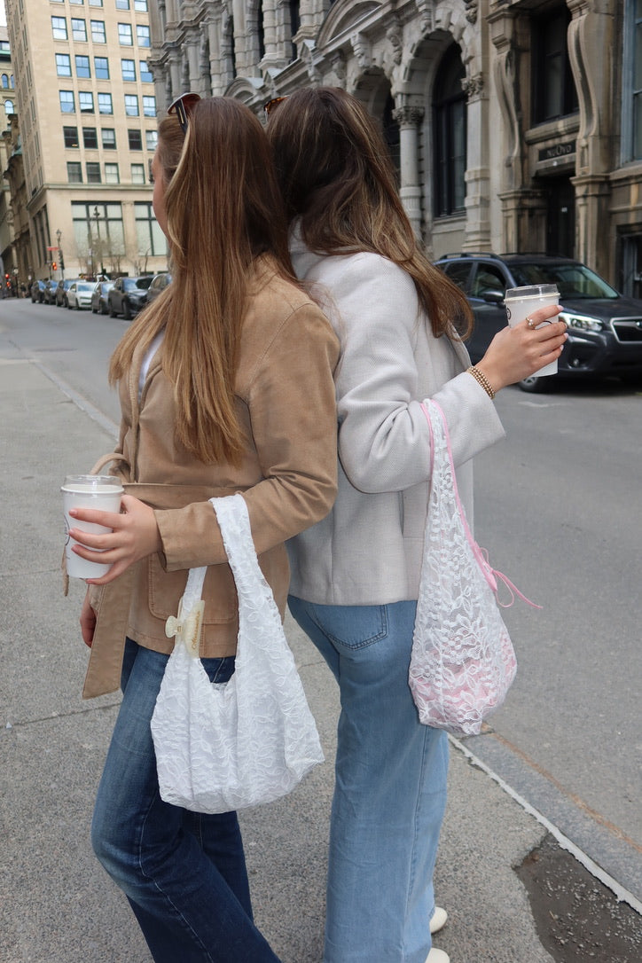 Lace Snap Shoulder Bag